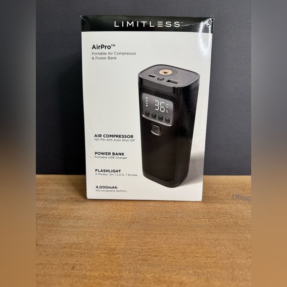 NIB LimitLess Innovations Air Pro Portable Air Compressor Power Bank Flashlight - Picture 1 of 4